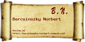 Bercsinszky Norbert névjegykártya